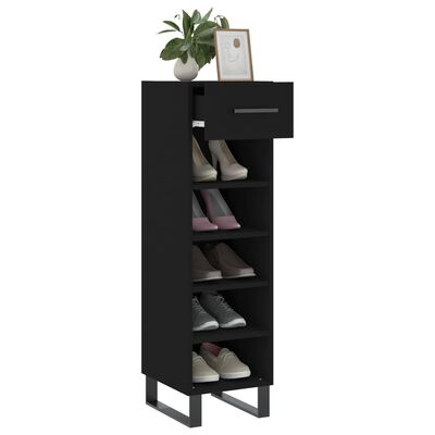 vidaXL Armoire à chaussures noir 30x35x105 cm bois d'ingénierie