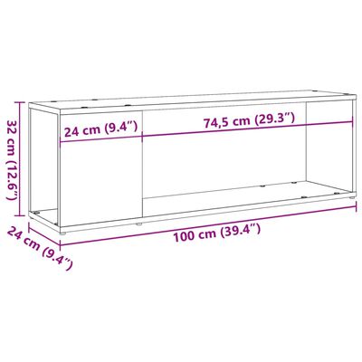 vidaXL Meuble TV chêne artisanal 100x24x32 cm bois d'ingénierie