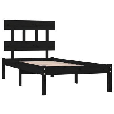 vidaXL Cadre de lit Noir Bois massif 90x190 cm Simple