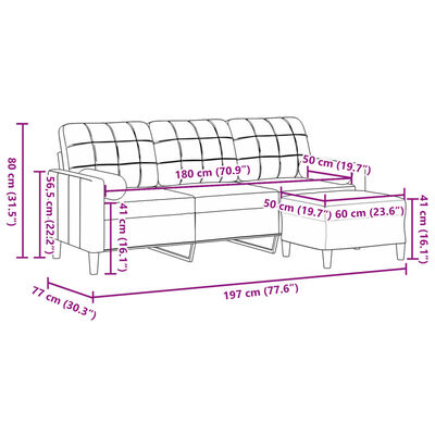 vidaXL Canapé à 3 places avec repose-pieds Gris foncé 180 cm Velours