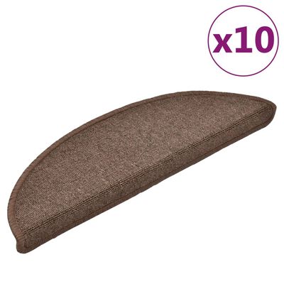 vidaXL Tapis d'escalier 10 pcs 56x17x3 cm Marron café