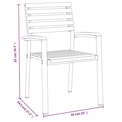 vidaXL Chaises de jardin empilables lot de 8 bois d'acacia et métal