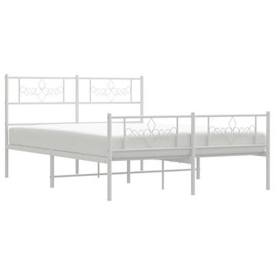 vidaXL Cadre de lit métal sans matelas et pied de lit blanc 150x200 cm