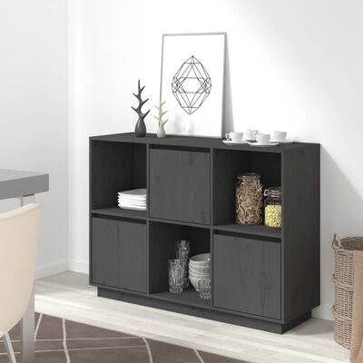 vidaXL Buffet Gris 110,5x35x80 cm Bois massif de pin