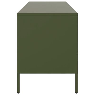 vidaXL Meuble TV vert olive 100,5x39x50,5 cm acier