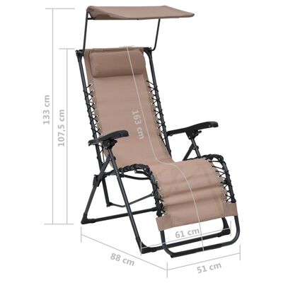 vidaXL Chaises pliables de terrasse lot de 2 Textilène Taupe