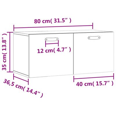 vidaXL Armoire murale chêne marron 80x36,5x35 cm bois d'ingénierie