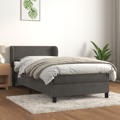 vidaXL Sommier à lattes de lit et matelas Gris foncé 80x200 cm Velours