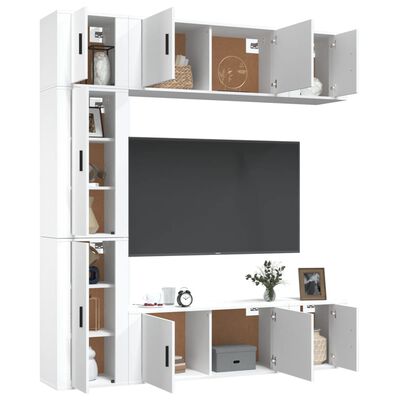 vidaXL Ensemble de meubles TV 7 pcs Blanc Bois d'ingénierie