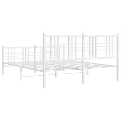 vidaXL Cadre de lit métal sans matelas et pied de lit blanc 160x200 cm