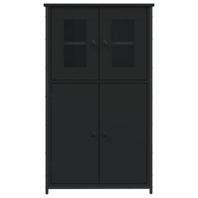 vidaXL Buffet haut noir 62x32x106,5 cm bois d'ingénierie