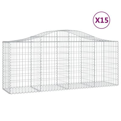 vidaXL Paniers à gabions arqués 15 pcs 200x50x80/100 cm Fer galvanisé