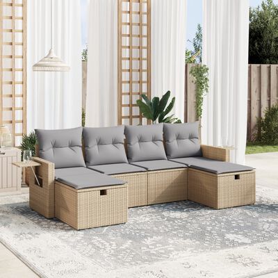 vidaXL Salon de jardin avec coussins 6pcs mélange beige résine tressée