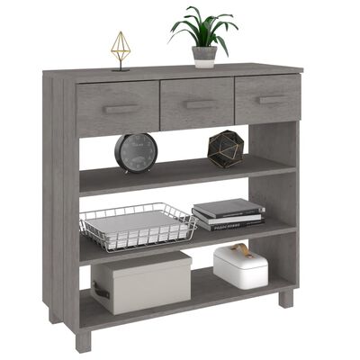 vidaXL Table console HAMAR Gris clair 90x35x90 cm Bois massif de pin