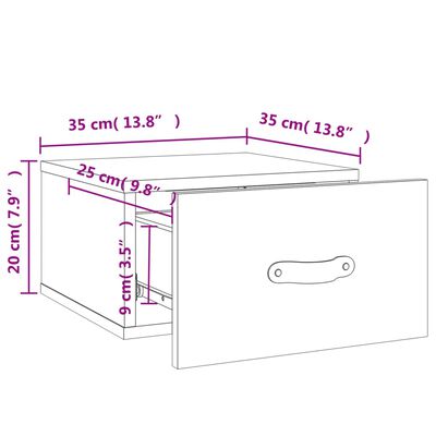 vidaXL Tables de chevet murales 2 pcs sonoma gris 35x35x20 cm