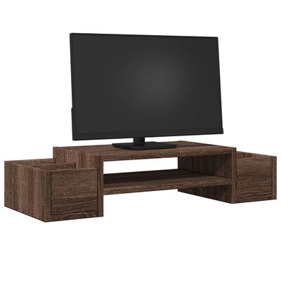 vidaXL Support de moniteur et rangement chêne marron bois d'ingénierie