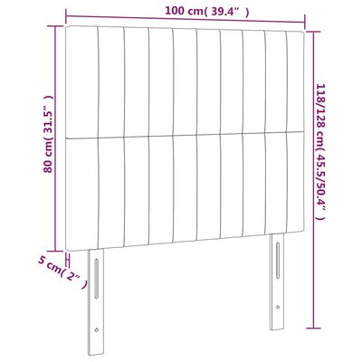 vidaXL Tête de lit à LED Gris clair 100x5x118/128 cm Velours