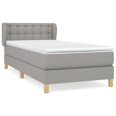 vidaXL Sommier à lattes de lit et matelas Gris clair 90x190 cm Tissu