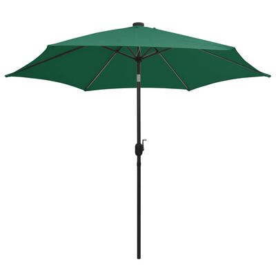 vidaXL Parasol de jardin avec lumières LED et mât en aluminium vert