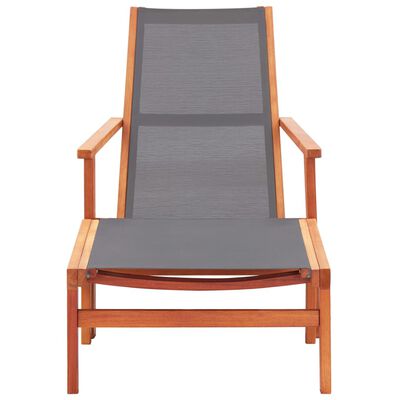 vidaXL Chaise de jardin et repose-pied Gris Eucalyptus et textilène