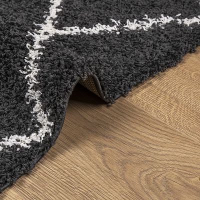 vidaXL Tapis shaggy à poils longs moderne noir et crème 300x400 cm