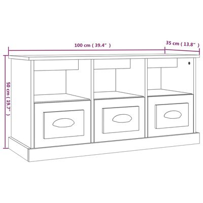 vidaXL Meuble TV noir 100x35x50 cm bois d'ingénierie