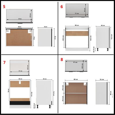 vidaXL Ensemble de meubles de cuisine 8 pcs Noir Aggloméré