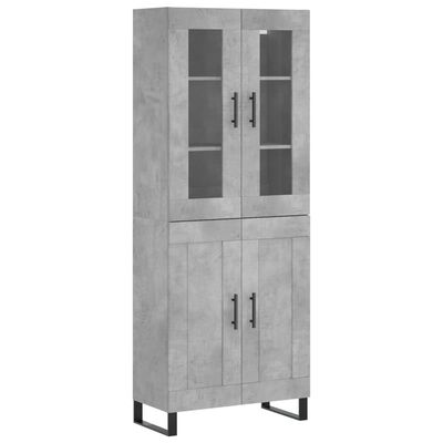 vidaXL Buffet haut Gris béton 69,5x34x180 cm Bois d'ingénierie