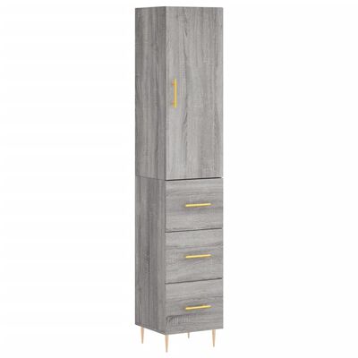 vidaXL Buffet haut Sonoma gris 34,5x34x180 cm Bois d'ingénierie