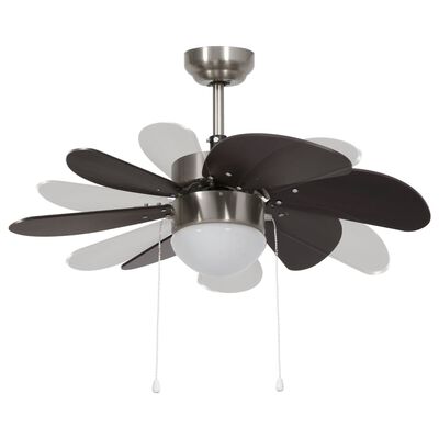 vidaXL Ventilateur de plafond avec lampe 76 cm Marron foncé