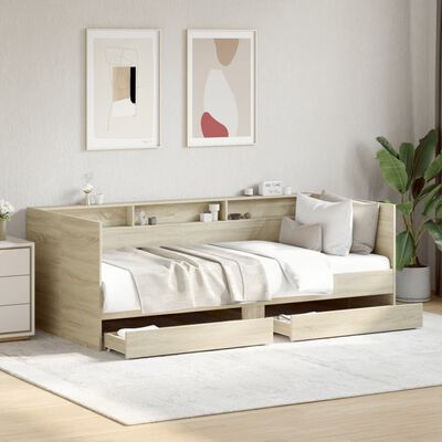 vidaXL Lit de jour avec tiroirs sans matelas chêne sonoma 90x190 cm