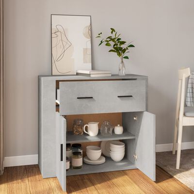 vidaXL Buffet Gris béton 80x33x70 cm Bois d'ingénierie