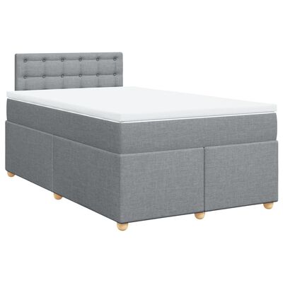 vidaXL Sommier à lattes de lit et matelas gris clair 120x190 cm tissu