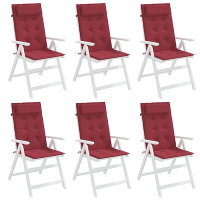 vidaXL Coussins de chaise à dossier haut lot de 6 rouge bordeaux