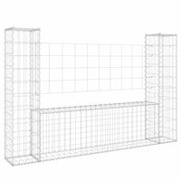 vidaXL Panier de gabion en forme de U avec 2 poteaux Fer 140x20x100 cm