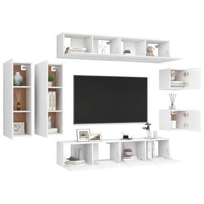 vidaXL Ensemble de meubles TV 8 pcs Blanc Bois d'ingénierie