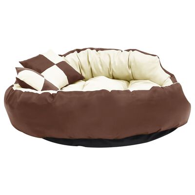 vidaXL Coussin réversible lavable de chien Marron et crème 110x80x23cm