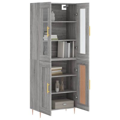 vidaXL Buffet haut Sonoma gris 69,5x34x180 cm Bois d'ingénierie