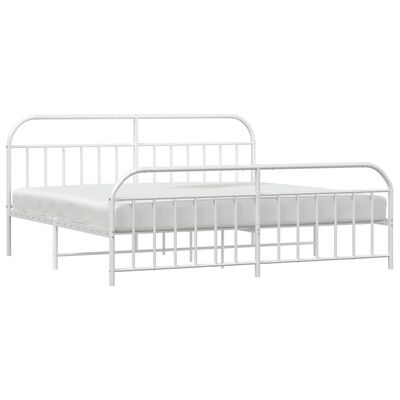 vidaXL Cadre de lit métal sans matelas et pied de lit blanc 200x200 cm