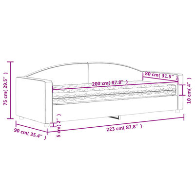 vidaXL Lit de jour avec matelas noir 80x200 cm tissu