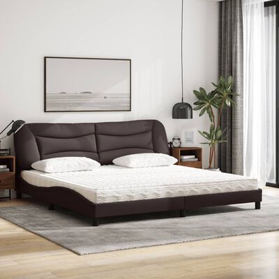 vidaXL Lit avec matelas marron foncé 200x200 cm tissu