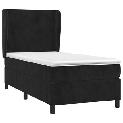 vidaXL Sommier à lattes de lit avec matelas Noir 90x190 cm Velours