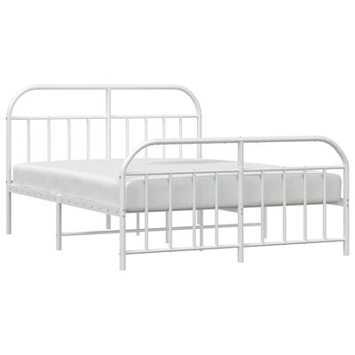 vidaXL Cadre de lit métal sans matelas et pied de lit blanc 183x213 cm