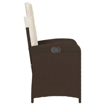 vidaXL Chaises inclinables de jardin lot de 2 et coussins marron rotin