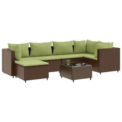 vidaXL Salon de jardin avec coussins 7 pcs marron résine tressée