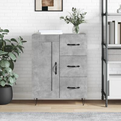 vidaXL Buffet gris béton 69,5x34x90 cm bois d'ingénierie