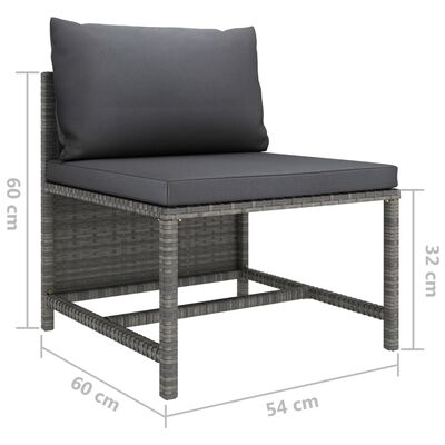 vidaXL Salon de jardin 7 pcs avec coussins Résine tressée Gris