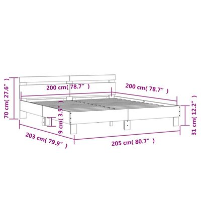 vidaXL Cadre de lit sans matelas chêne sonoma 200x200 cm