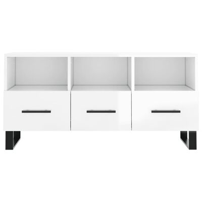 vidaXL Meuble TV Blanc brillant 102x36x50 cm Bois d'ingénierie