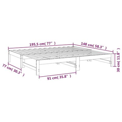 vidaXL Lit coulissant Blanc 2x(75x190) cm Bois de pin massif